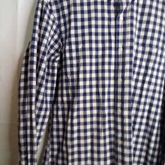 J Crew Shirt Men M Slim Button Down Long Sleeve Check Pattern Blue White - Picture 4 of 15